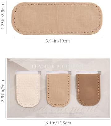 3PCS Magnetic Leather Bookmarks，Book Marks for Books, Strong Magnet Reading Accessories for Men & Women，Long-Lasting and Durable Gift Suitable for Book Lovers & Students (Cream，Light Khaki，Taupe)