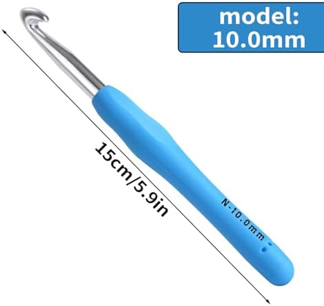 10mm Crochet Hook, Ergonomic Crochet Hooks with Soft Rubber Handle and Smooth Glide Head - Lightweight Aluminum Needles for Beginners, Arthritis, Yarn Projects, Long Crafting Sessions (10.0 mm)