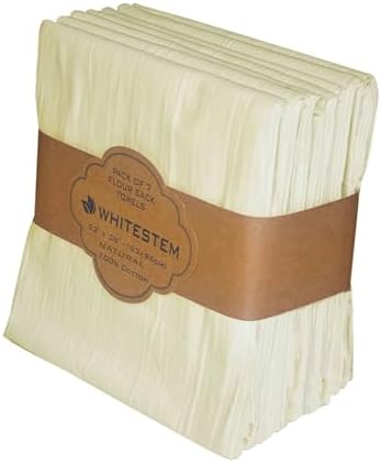 Flour Sack Towels | Tea Towel for Crafts | Kitchen Dish Cotton Blank Towel for Embroidery | Baking Bread Proofing Linen Cover | Thick Absorbent Quick Dry | 7 Pack 33"x38" Natural