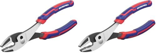 WORKPRO 6” Slip Joint Pliers Tool, Large Soft Grip,Rust Prevention Finish, 3-Zone Serrated Jaw Forged from High Carbon Steel for Maximum Grip (Pack of 2)