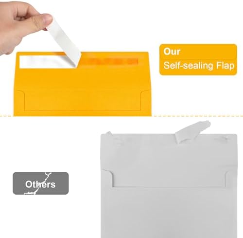 50 Packs Yellow 5x7 Envelopes 5x7, Fade Bright Yellow Color Envelopes Self Seal for Weddings, Photos, Greeting Cards, Mailing