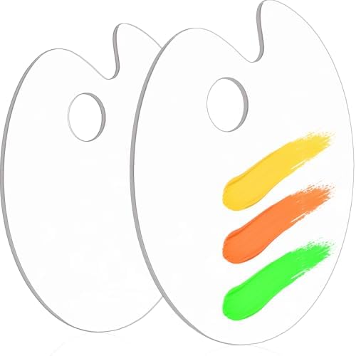 Hulameda 2Pcs Acrylic Paint Palette with Thumb Hole for Adults or Kids