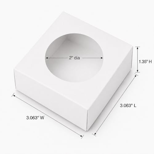 White Square Boxes for Homemade Soap Packaging, Round Window - 250 Pack