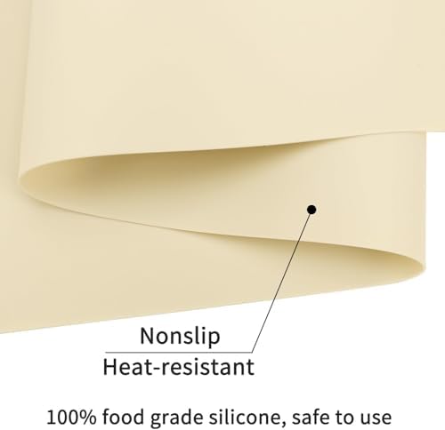 Extra Large Silicone Placemat, Food-Grade Flexible Silicone Mat Kids Non-Slip Dinner Placemat Waterproof Heat Insulation Countertop Protector Silicone Pastry Rolling Dough Mats 31.5x16.9'''Beige