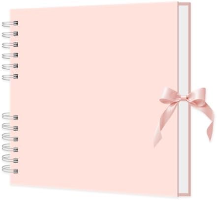 MARCADORUS Pink Scrapbook Album, 8" x 8" Scrap Book 30 Sheets (60 pages), Memory Book & Photo Album for Wedding Guest, Baby Shower, Valentines, Engagement | Scrapbooking Supplies.