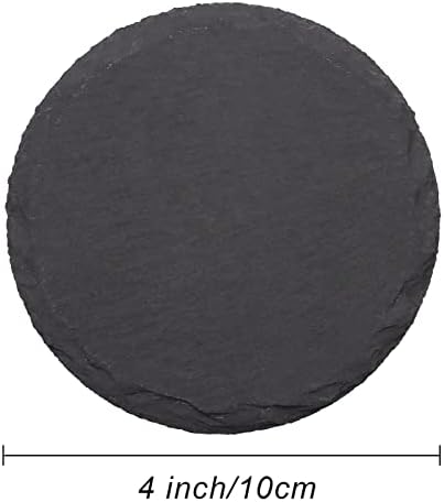 24 Pack 4 Inch Round Black Slate Coasters Set with Storage Holder
