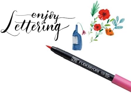 Kuretake ZIG FUDEBIYORI Brush Pens 24 Colors set, AP-Certified, Odourless, Xylene free, Flexible Hard brush tip, Effective for both details and larger spaces, Professional quality, Made in Japan