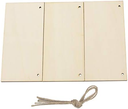 JANOU 3pcs Unfinished Wood Sign Blank Rectangle Hanging Wooden Plaque DIY Craft Project Wood Sign with Rope Door Wall Art Decorative, 6x12''