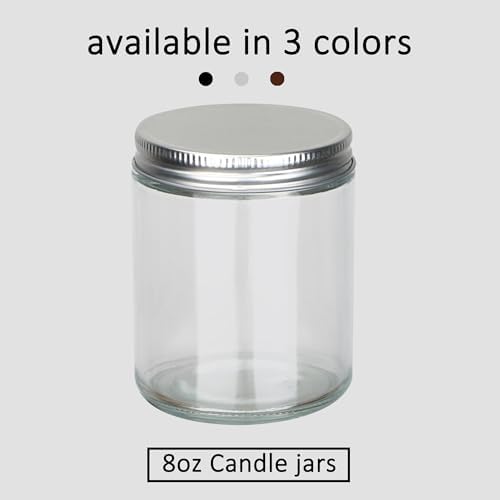 MILIVIXAY 20 Pack 8 OZ Thick Glass Clear Candle Jars with Silver Lids-Bulk Empty Candle Jars for Making Candles-Canning Jar for Spice, Liquid, Sample- Dishwasher Safe.