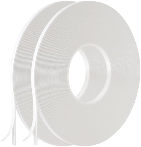 2 Roll of White Double Sided Foam Tape,PE Foam Tape，Sponge Soft Mounting Adhesive Tape (1/4 Inch by 50 Feet)