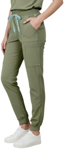 Med Couture Luma Jogger Scrub Pants for Women with Rib Knit Waistband