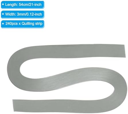 PATIKIL 240pcs Quilling Strips Paper 1/8"(3mm) 21"(54cm) Origami Paper Quilling Strip for Art DIY Hand Craft Christmas, Light Grey