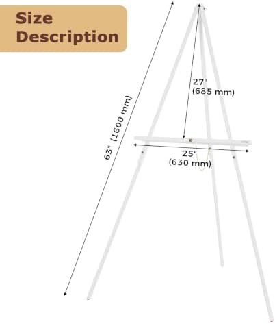 VISWIN 3Pcs 63" White Easel Stand for Wedding Signs, Adjustable Wooden Display Easel with Holder, Tripod Floor Easel for Welcome Board, Poster, Picture, Photos, Paintings