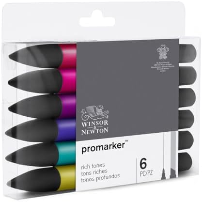 Winsor & Newton ProMarker Set, 6 Count, Rich Tones