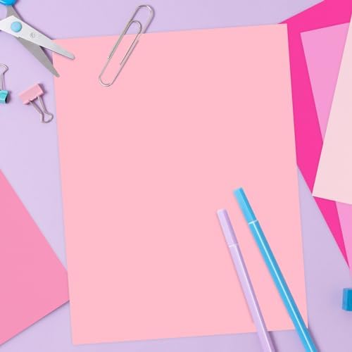 Whaline 50 Sheet 8.5 x 11 Inch Pink Card Stock Paper 5 Solid Pink Colors Core Scrapbook Craft Paper for Print DIY Art Making School Office Spring Supplies, 65lb