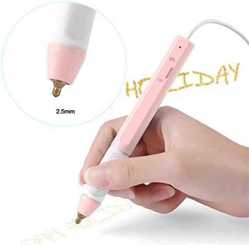 Heat Foil Pen and 15cmX3mGlimmer Heat Activated Foil Roll Sets for Card Making Scrapbooking Tool Kits 2.5mm Bold Tip Heating Hot Stamping Pen Scrapbooking Drawing Pen with USB Cable DC5V Crafting Tool