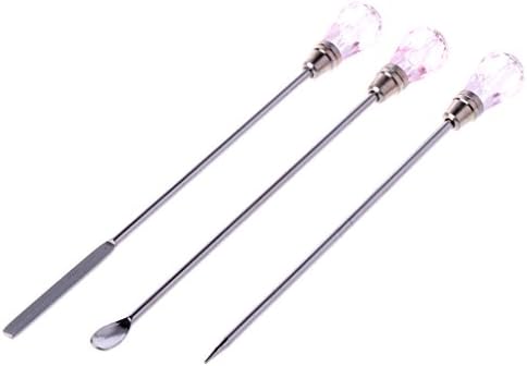 3 Pcs Stirring Needle Spoon Tool Portable Muddler Poke Needle Spoon Kit for Resin Craft Silicone Mold Jewelry Making Pink, app.10cm/3.94''