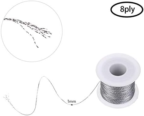 1mm Metallic Silver Cord String Non Stretch Thread for Jewelry Craft Making, Hang Tags, 100 Meters/ 109 Yards
