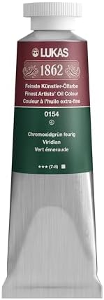 Lukas 1862 Professional German Oil Paint, Veridian 37 mL - w/Beeswax & Non-Yellowing Sunflower Oil, Short Drying Time, Smooth, Outstanding Lightfastness