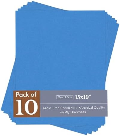 Bay Blue 15x19 Uncut Premium Mat Board - No Opening - 10 Mats