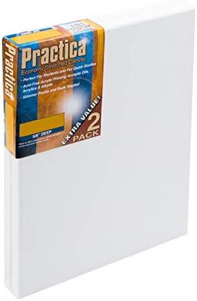 Practica Economy Stretched Cotton Canvas - Acid-Free Acrylic Primed Canvas for Acrylics, Pastels, Graphite, & More! - [2-Pack - 5x7]