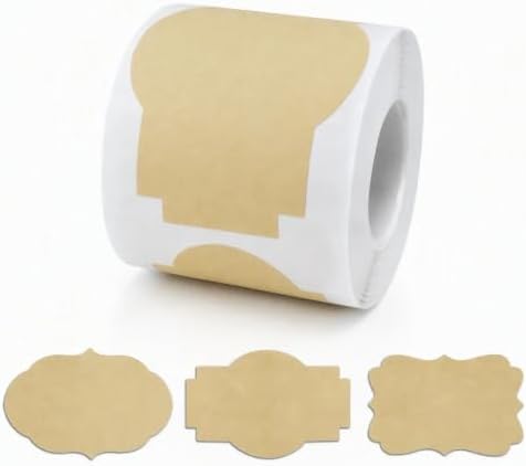 200 Pcs Kraft Labels Stickers, 2x3 Inch, 3 Decorative Designs, Writable for Gift Wrapping, Pantry Storage, Jars & Wedding Decor