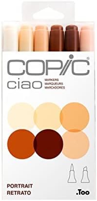 Copic Ciao, Alcohol Markers, 6 Colors Dual Brush Tip Art Marker for Adults/Teen Artists & Creators, Blendable Markers for Coloring Drawing & Illustration Art - Portrait Color Set