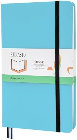 Hardcover Notebook Blank Journal Sketchbook for Drawing, Medium 5.5 by 8.4 Inch, 100 GSM Thick Paper (LightBlue, Plain)