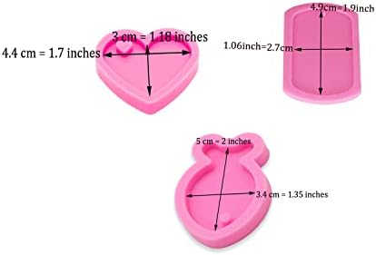 3pc Glossy Resin Silicone Fish Molds Pet Cat Tag DIY Necklace, Heart Mould Crafts Epoxy Mold with 10PC Key Ring(DY0054+DY0088+DY0405)