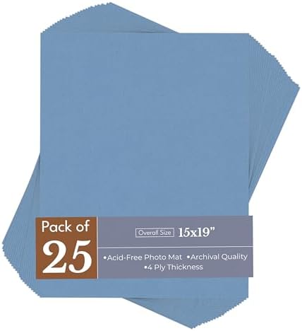 Brittany Blue 15x19 Uncut Premium Mat Board - No Opening - 25 Mats