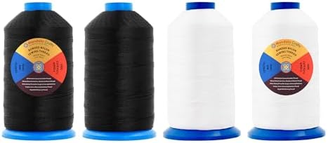 Mandala Crafts Size 277 840D T270 Black White Bonded Nylon Thread, 3200 YDs