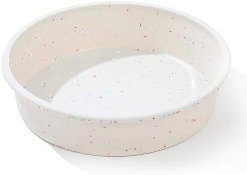 10 inch Silicone Round Cake Pans with Metal Reinforced Frame, Nonstick Cake Molds for Baking, BPA Free 1 Pc (Cream)