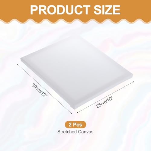 MECCANIXITY 2 Pcs Stretched Canvas for Painting, 10 x 12 Inch Blank Artist Boards 4/5 Inch Profile Cotton Canvas Panels for Beginners Professionals,White