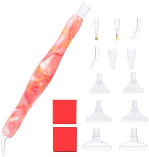 RaySoar Diamond Art Painting Drilling Dot Pen with Tips Nibs Placers Tool Accessories for Adults, Gem Rhinestone Picker Stylus Pink