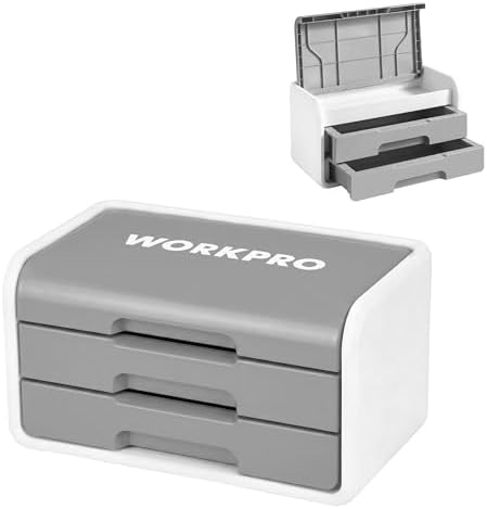 WORKPRO Small Storage Box with 2 Drawers and Flip-Top Lid