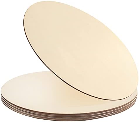 5Pcs 14 Inch Wood Circles for Crafts, Unfinished Blank Wooden Rounds Slice Wooden Cutouts for DIY Crafts, Door Hanger, Sign, Wood Buring, Painting, Christmas Décor