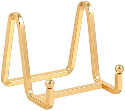 Plate Holder Easel Display Stand - 3 inch Metal Plate Stands for Display - Tabletop Picture Stand - Gold Iron Easels for Display Pictures | Photo Frames | Book | Decorative Plates | Plaque - 1 Pack
