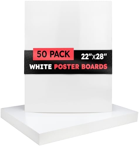 Hygloss Large Poster Board 22x28 - 50 Count Bulk Pack - 10 Pt. Thickness White Poster Board Paper for Projects, Presentations, Displays, Signs, Crafts - Blank Posterboard Multipack 22" x 28"