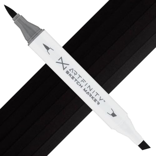 Artfinity Sketch Markers - Black 100, Vibrant, Professional, Dye-Based Alcohol Markers for Artists, Drawing, Travel, & More