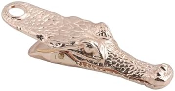 Vintage Crocodile Head Journal Clip - 3.4 Inch Heavy Duty Alligator Metal Book Clip Pin, Solid Decorative Bookmark Paper Organizer Notebook Holder Planner for Home Office Desk