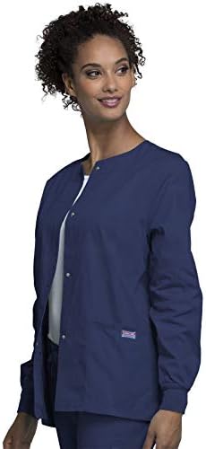 Cherokee WW Originals Scrubs Jacket for Women Snap Front 3 Pockets