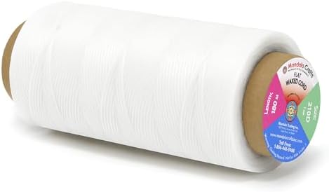 Mandala Crafts 210D 1mm White Flat Waxed Thread for Leather Sewing