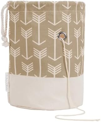 Yarn Bag, Small Knitting Crochet Bag, Portable Yarn Storage Bags Organizer for Crocheting Project, Store Skein Ball, Short Knitting Needle (Khaki)