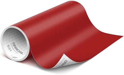 ORACAL 631 Matte Dark Red Vinyl Durable Roll Easy to Weed Permanent Adhesive Craft Vinyl for Plotting Machines, Decals & DIY Projects 12” x 10ft