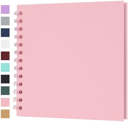 Scrapbook Album 7x7 Inches 40 Pages Hardcover Kraft Paper Pink