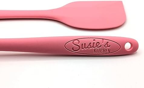 Customizable Silicone Spoon - Personalized Kitchen Tool for Unique Cooks - Heat-Resistant, Non-Stick, and Ergonomic - Your Name Embossed - Perfect Gift Idea (Mint Green) (Pink)