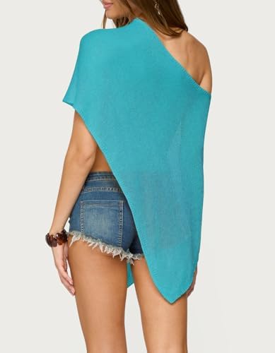 Women Knit Poncho Top Sheer Crochet Shawl Cover Up
