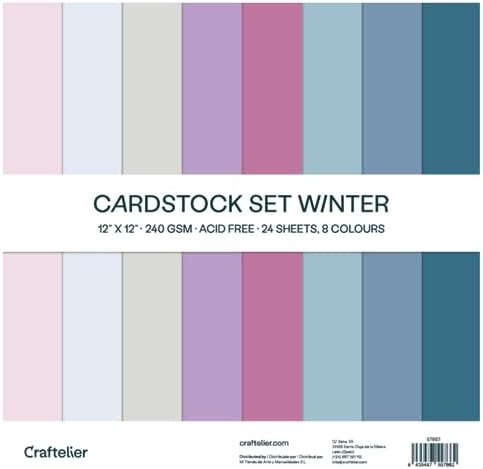 Craftelier - Cardstock Set Winter | Pack of 24 Double Sided Cardstock for Card Making, Scrapbooking and Craft Projects | Weight 240 grams | Size 30,48 cm x 30,48 cm (12" x 12")