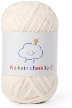 Skinny Chenille Yarn for Crocheting, 1.75 oz/ 109 yds Amigurumi Yarn&Baby Yarn for Crocheting Soft, Fluffy Fingering Weight Velvet Yarn for DIY Crafts&Baby Blankets.(Milky White)