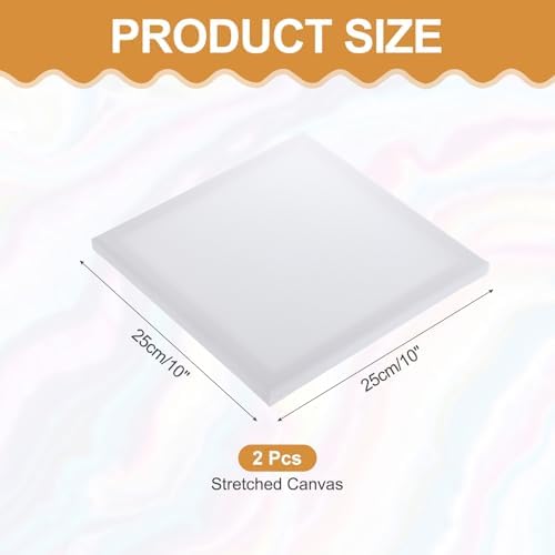 MECCANIXITY 2 Pcs Stretched Canvas for Painting, 10 x 10 Inch Blank Artist Boards 4/5 Inch Profile Cotton Canvas Panels for Beginners Professionals,White